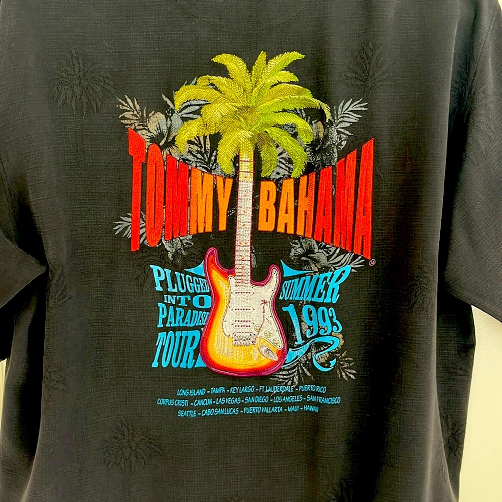 Tommy Bahama Camp Shirt - Silk Guitar Tour Shirt Size Medium